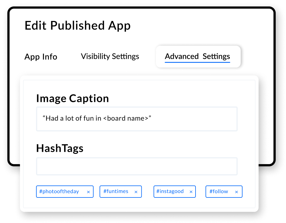 HootBoard Selfie App- Advanced Social media Settings