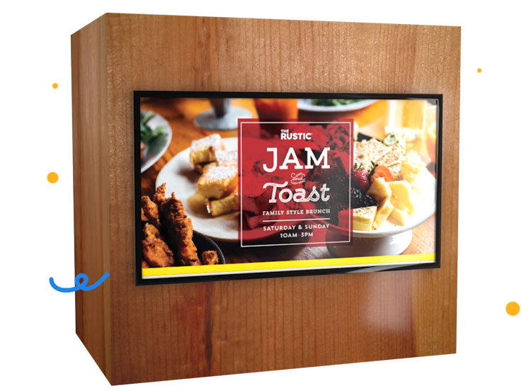 a digital signage showing an event