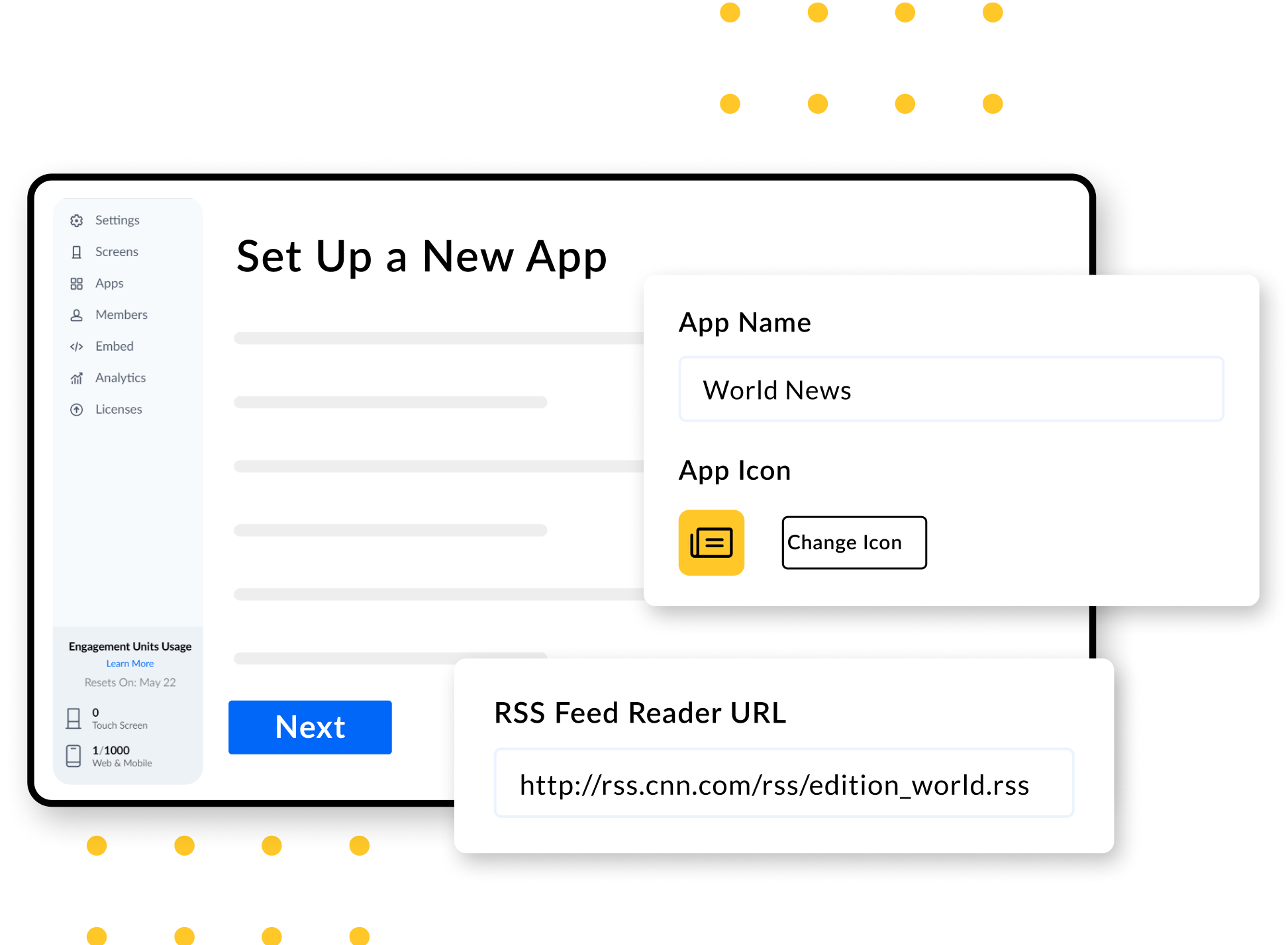 Setting up the RSS Feed Reader app