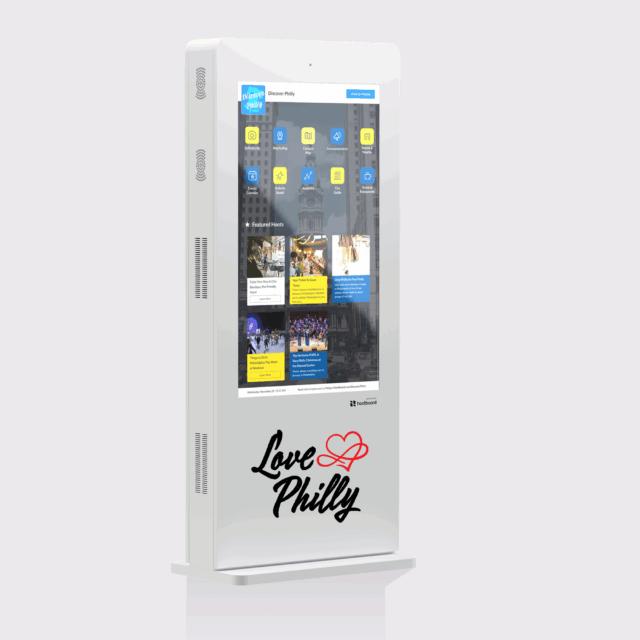 Heavy-duty Glide XT kiosk with robust indoor design in black