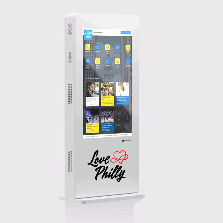 Heavy-duty Glide XT kiosk with robust indoor design in black
